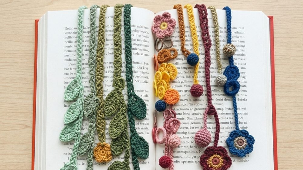 Project 1: knitted bookmarks made from leftover yarn