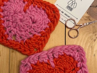 Heart granny square that can be used as a coaster